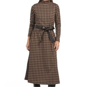 Anne Klein Knit Midi Houndstooth Dress